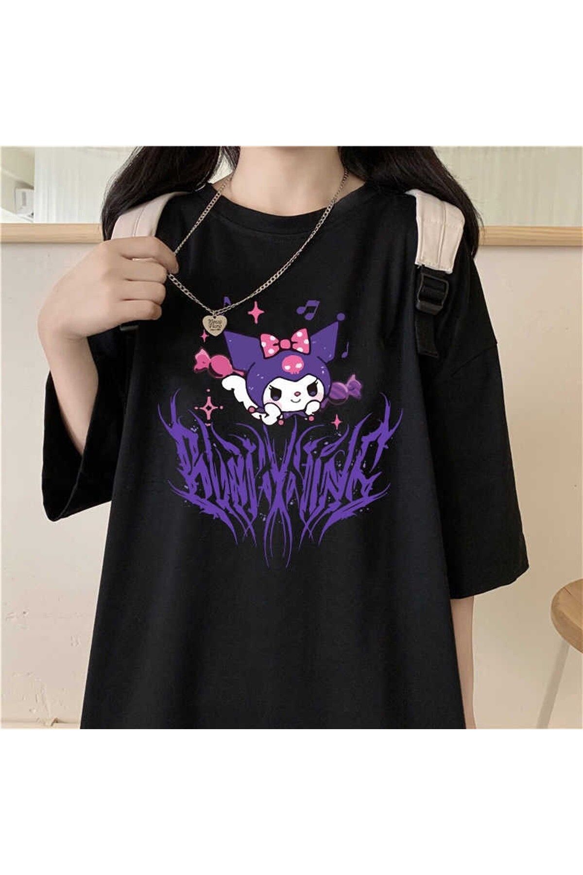 Aesthia Mingalondon Harajuku Gothic Unisex Oversize T-shirt Kuromi Design für Adult Unisex - M/L