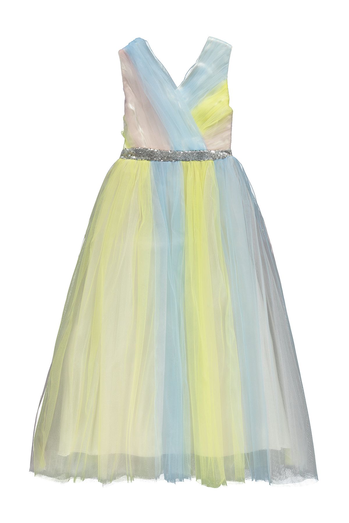 Bonnie jean metallic ombre rainbow mesh dress cheap