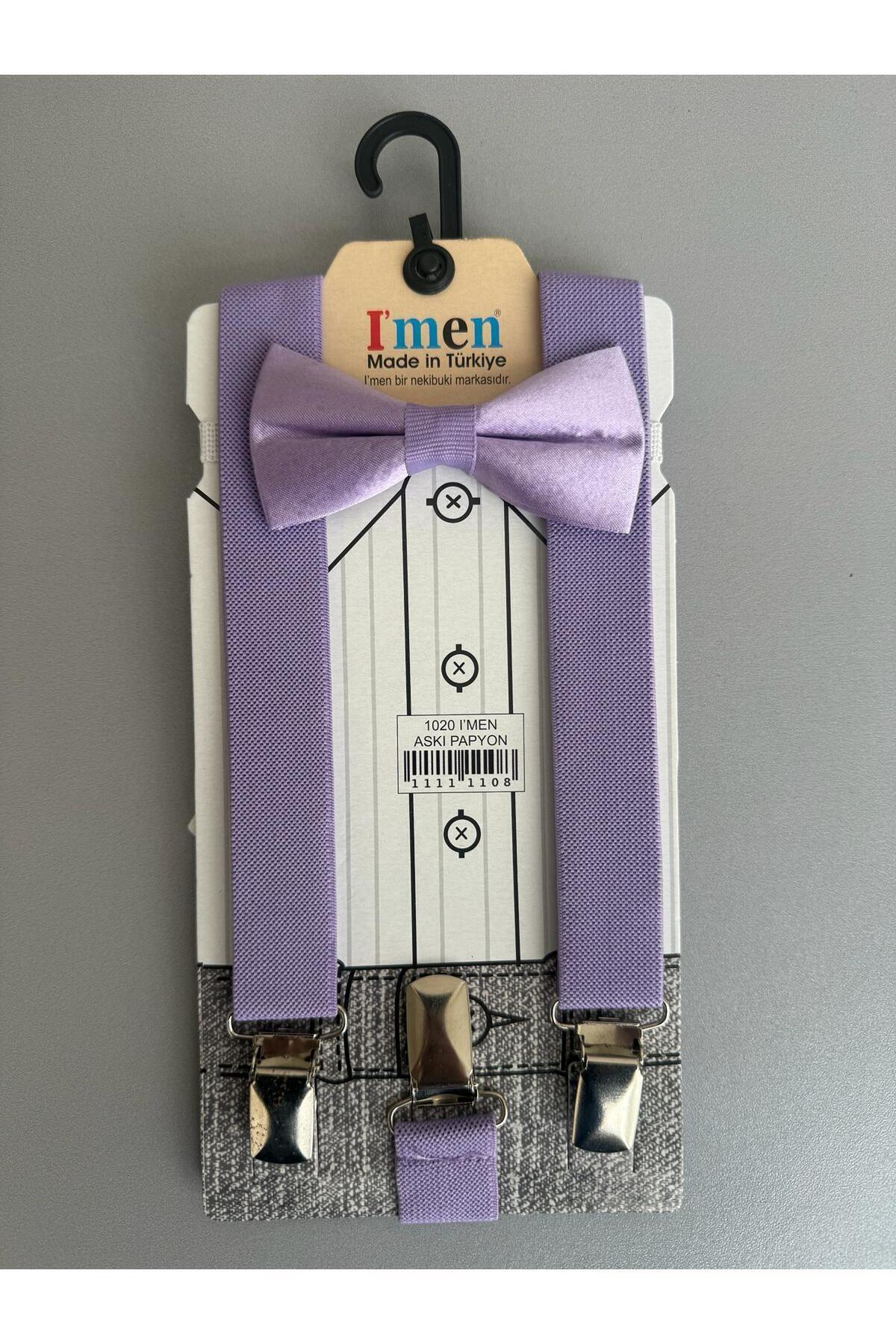 Adjustable 1-9 Years Lilac Children's Trouser Strap and Bow Tie Set
