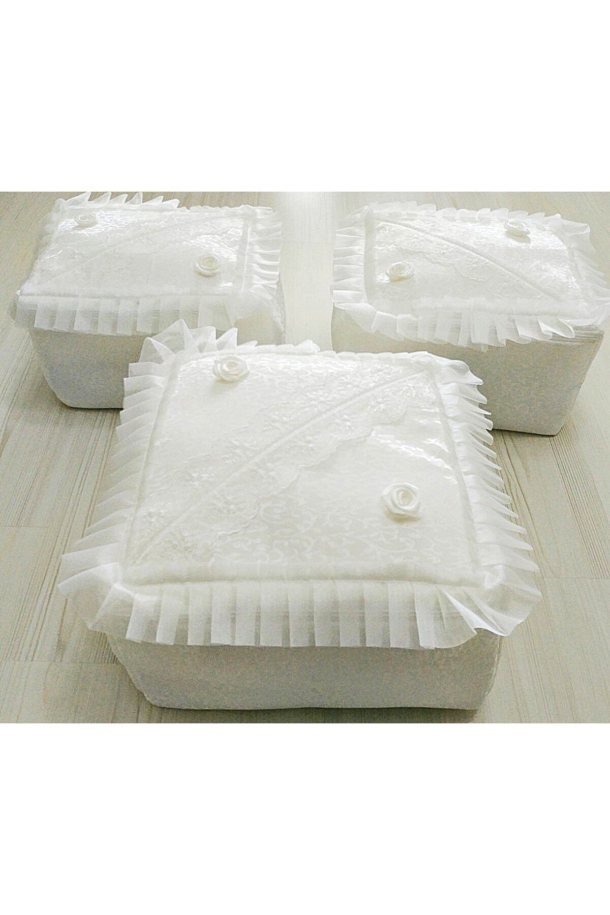 DİLEX-White Ecru Embroidered 3-Piece Bag Set 1