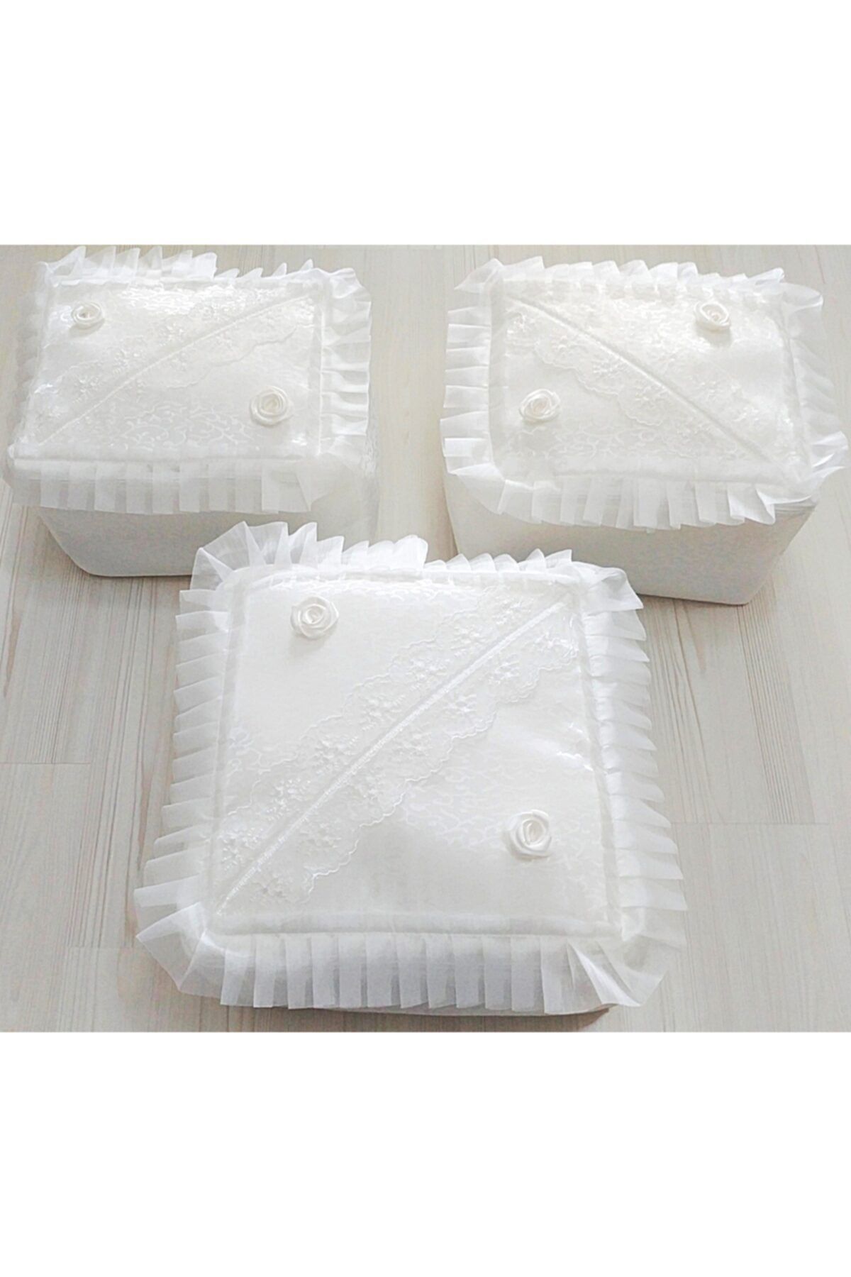 DİLEX-White Ecru Embroidered 3-Piece Bag Set 5