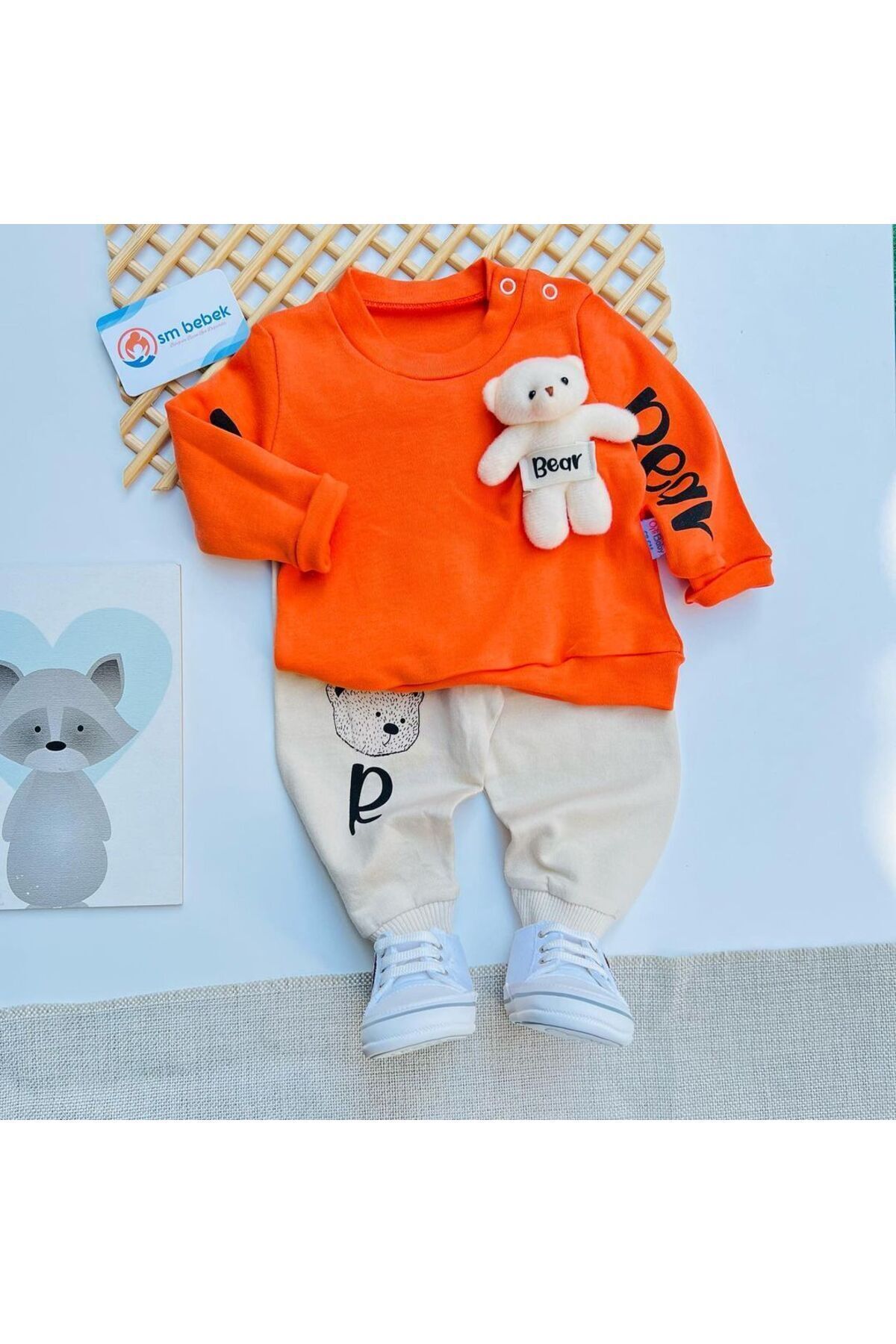 Combed Cotton Set with Teddy Bear