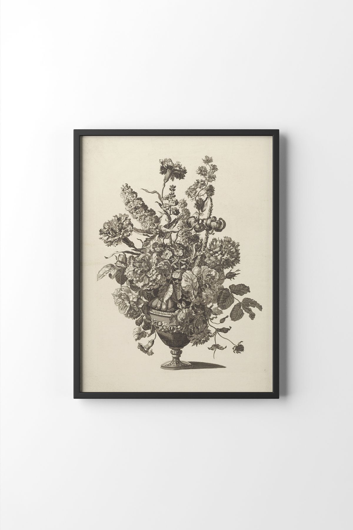 Flower Drawing - Black Frame