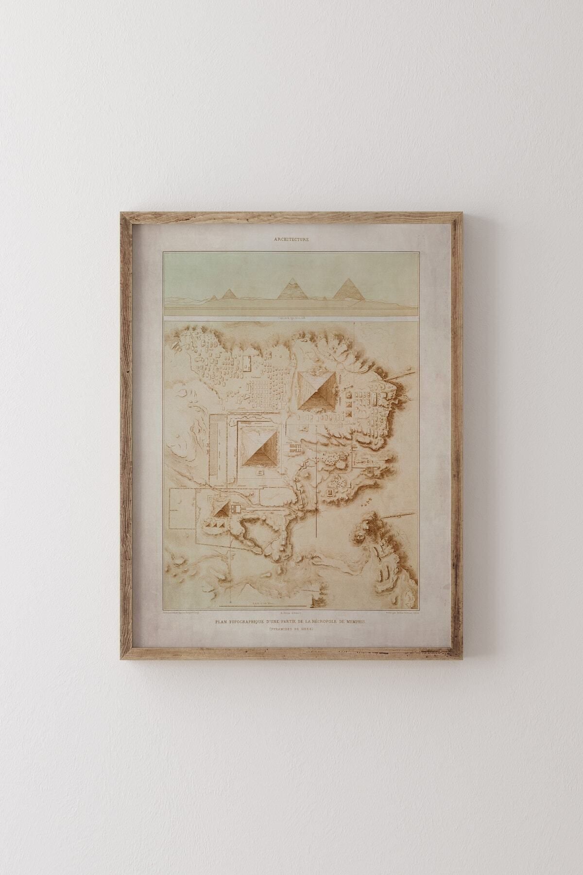 epiqart-Giza Pyramids Topographic Map - Wooden Patterned Pyramid Frame 1