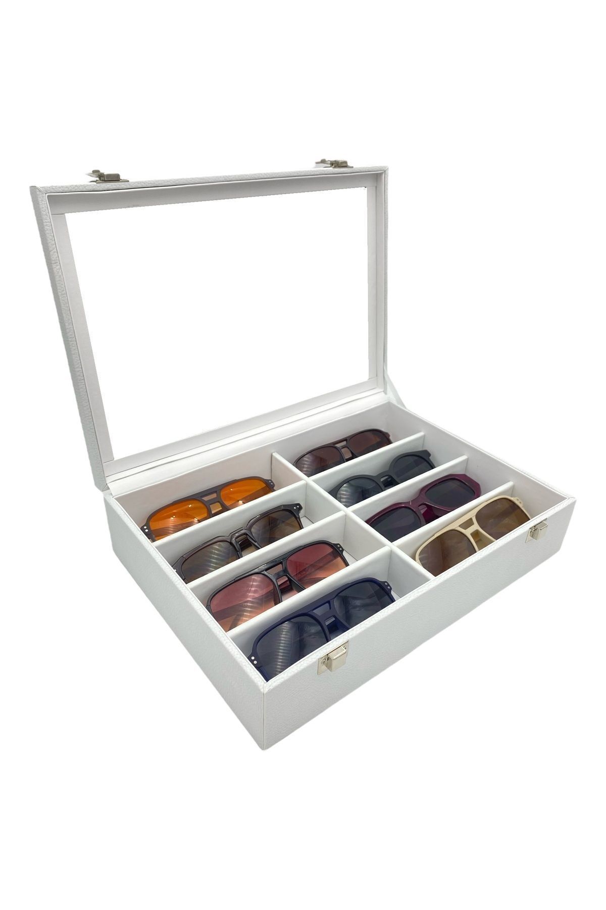 sezginkutuveaksesuar Gözlük Kutusu 8 Li Beyaz Deri