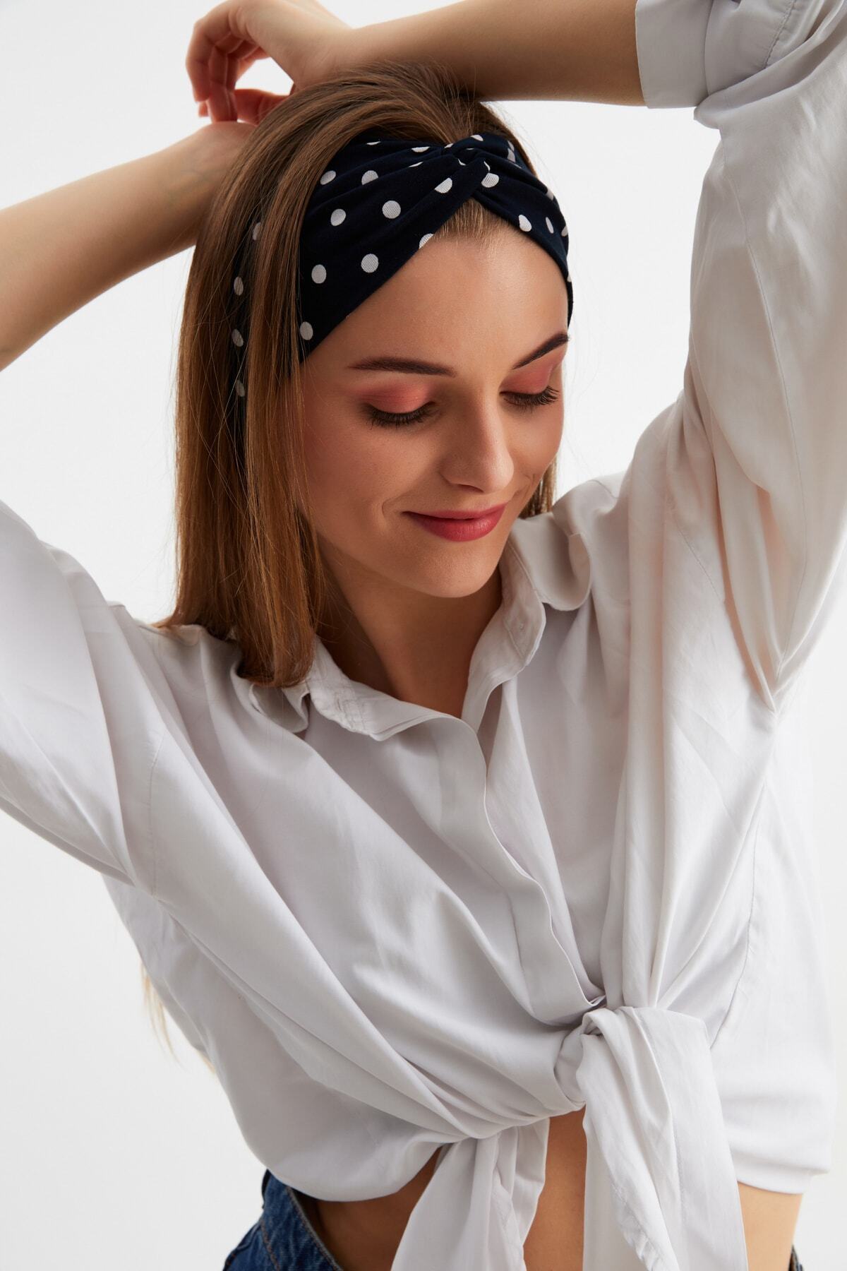 Kadın Çapraz Bağlamalı Pamuklu Penye, Kaymaz, Yumuşak, Esnek, Saç Bandı Bandana 7