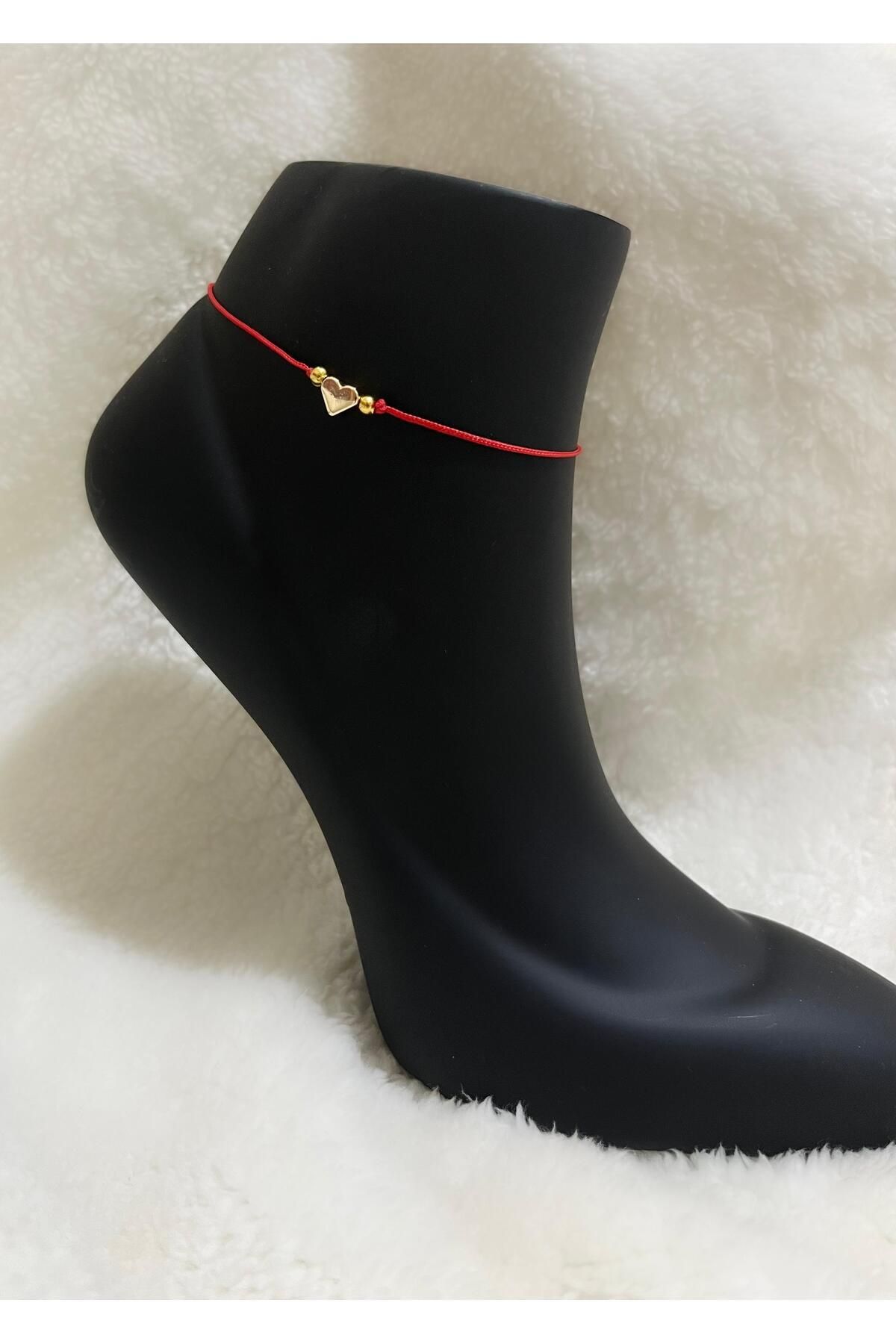 Arescollection-simple elegant anklets with red string adjustable heart 3