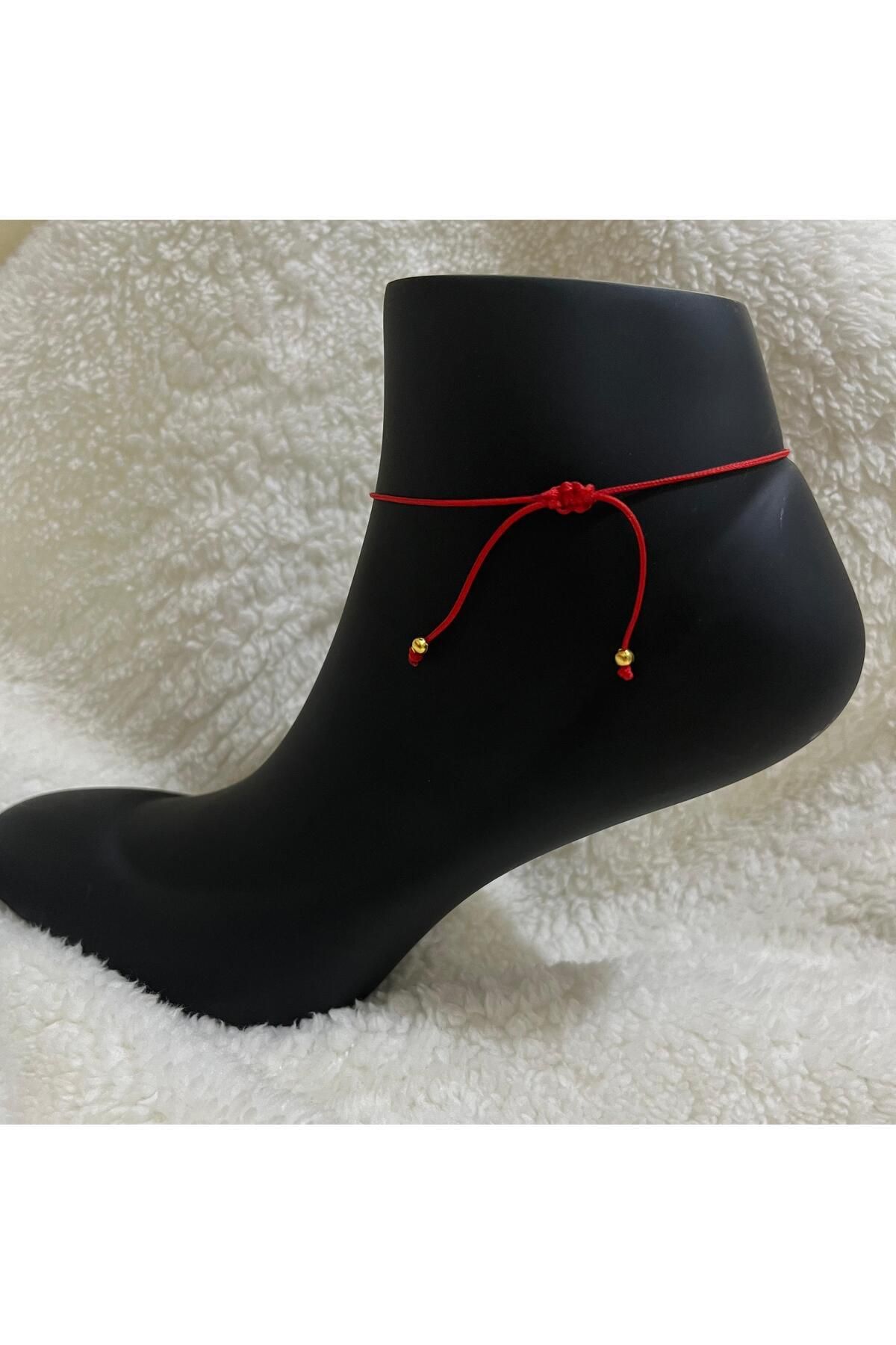 Arescollection-simple elegant anklets with red string adjustable heart 4