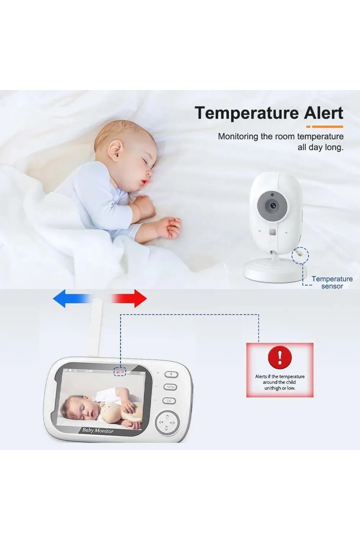 solutions technology Ağlama Uyarılı,Sesli konuşma,8 ninni Telsiz sistemi Lcd Ekranlı Gece Görüşlü Bebek İzleme Cihazı fotoğrafı 7 (önizleme)