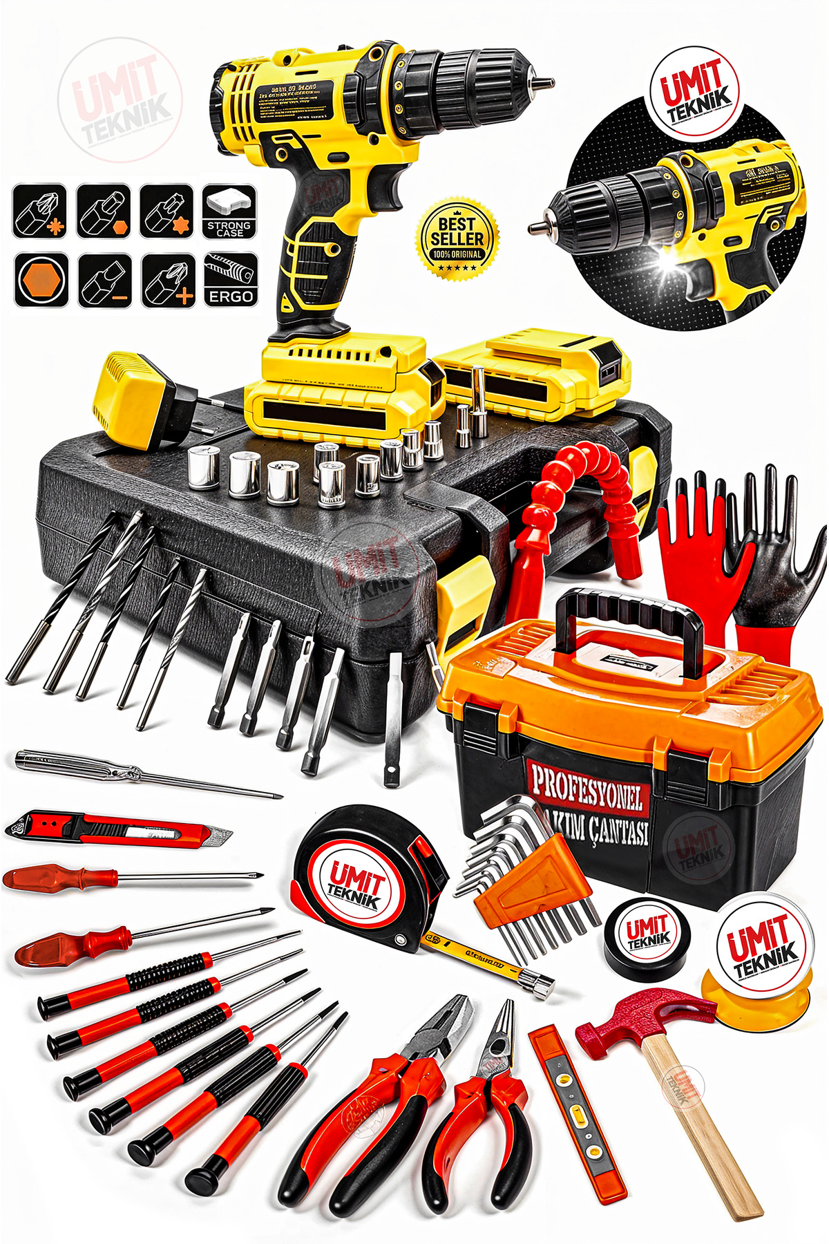 PROXTECH Master Hobi Serisi 60 Parça Full TakımÇekiç, Pense,Kargaburun, Tornavida Set ,3 Metre Full Takım Set