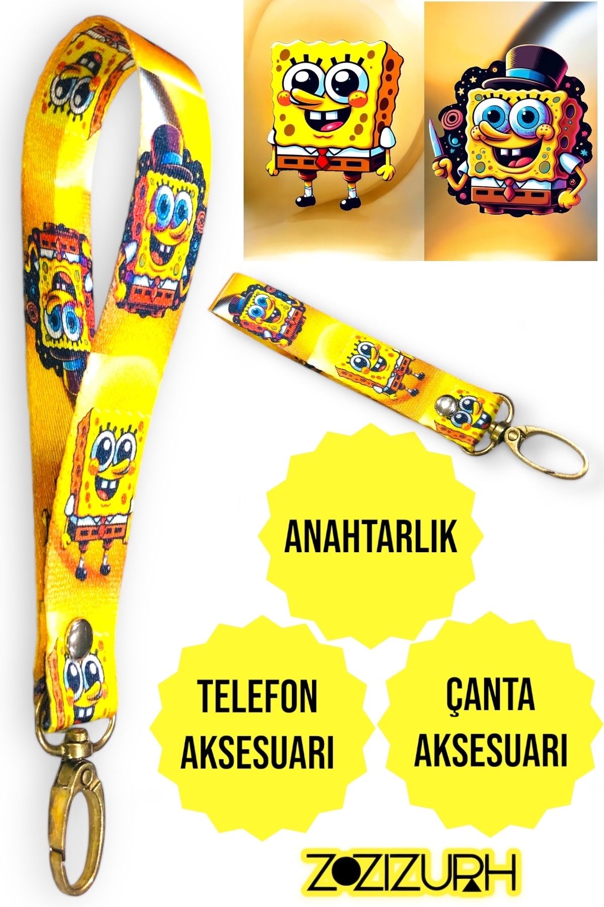 z zizuph-3 Pcs Patterned Keychain-Phone-Bag Accessory Set 3