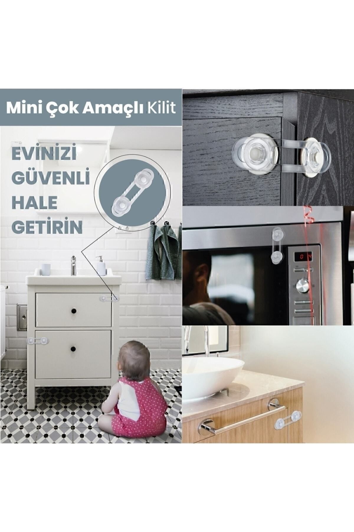 Baby World 10 Adet Mini Çok Amaçlı Çocuk Kilidi Dolap Çekmece Beyaz Eşya Çocuk Ve Bebek Emniyeti fotoğrafı 4 (önizleme)