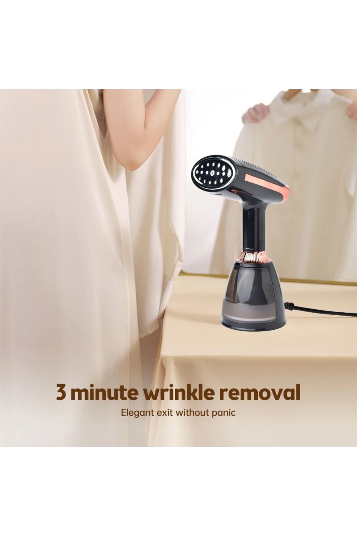 ErginGroup LED Ekranlı El Tipi Portatif Seyehat Boy Elbise Giysi Kırışık Giderici Buharlı Dikey Ütü  1500 Watt