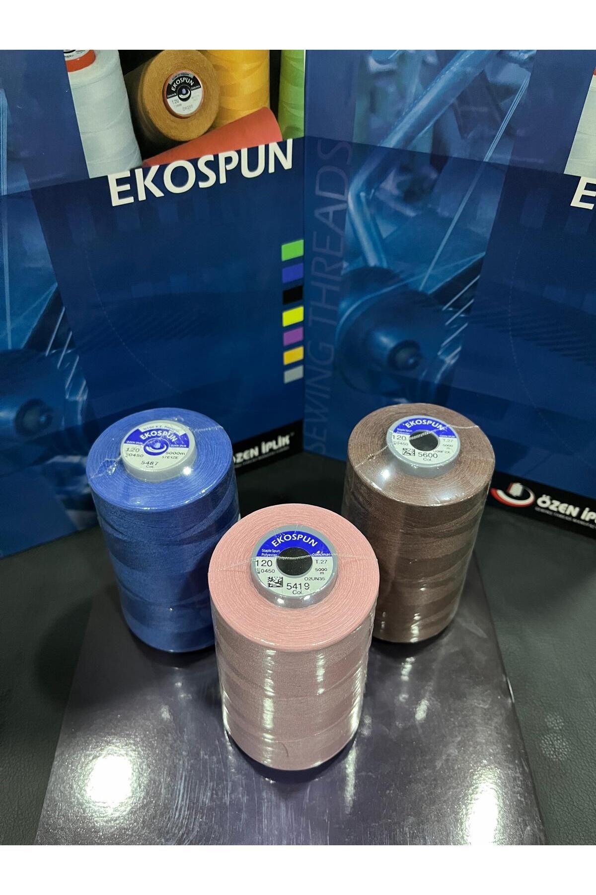 AYHANMAK-Set of 3 Sewing Thread 120 No 5000m Polyester Ekospun, High Strength, Ultra Quality 1