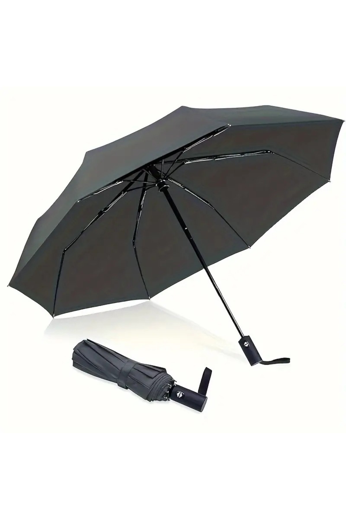 MAB 8 Telli Tam Otomatik Kılıflı Siyah Şemsiye 28cm, Rüzgara Dayanıklı, Düğmeden Açma Kapama Özellikli