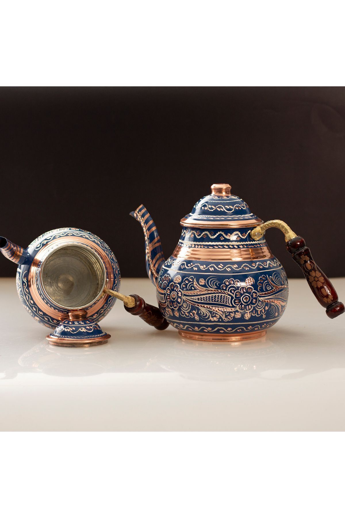 Alone-Handmade Copper Teapot 02 |   Patterned Teapot with Wooden Handle 3
