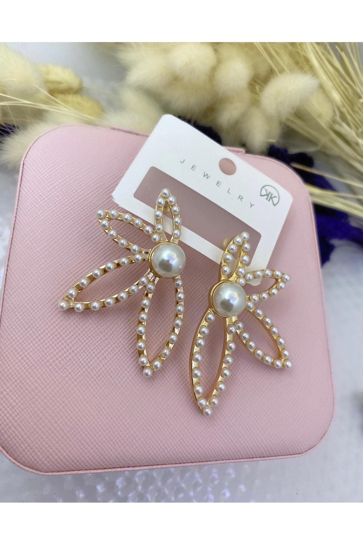 vip seri kararmaz incili trend kadın küpe