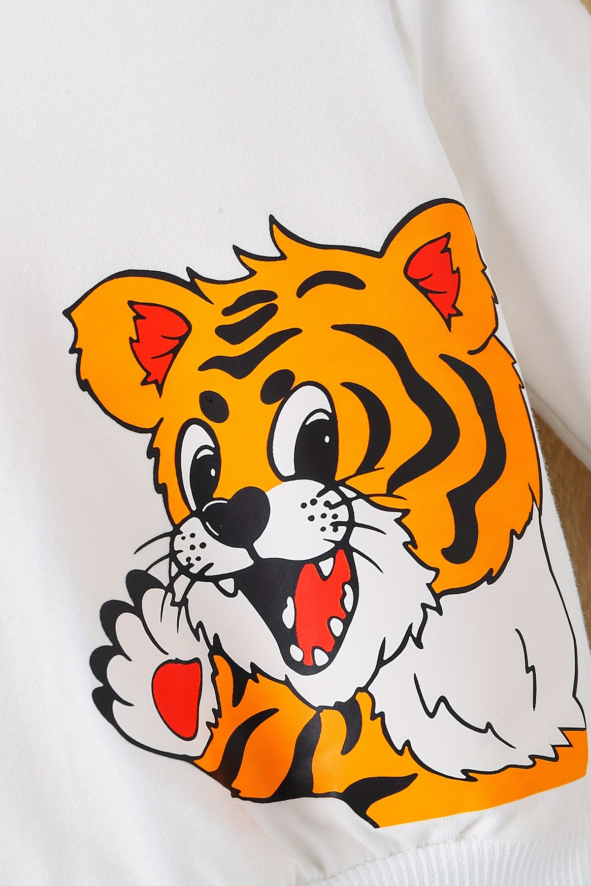 ADABEBEK Premium Yandan Kaplan Baskılı Kapşonlu Alt Üst Erkek Bebek Takım 20500 fotoğrafı 3 (önizleme)