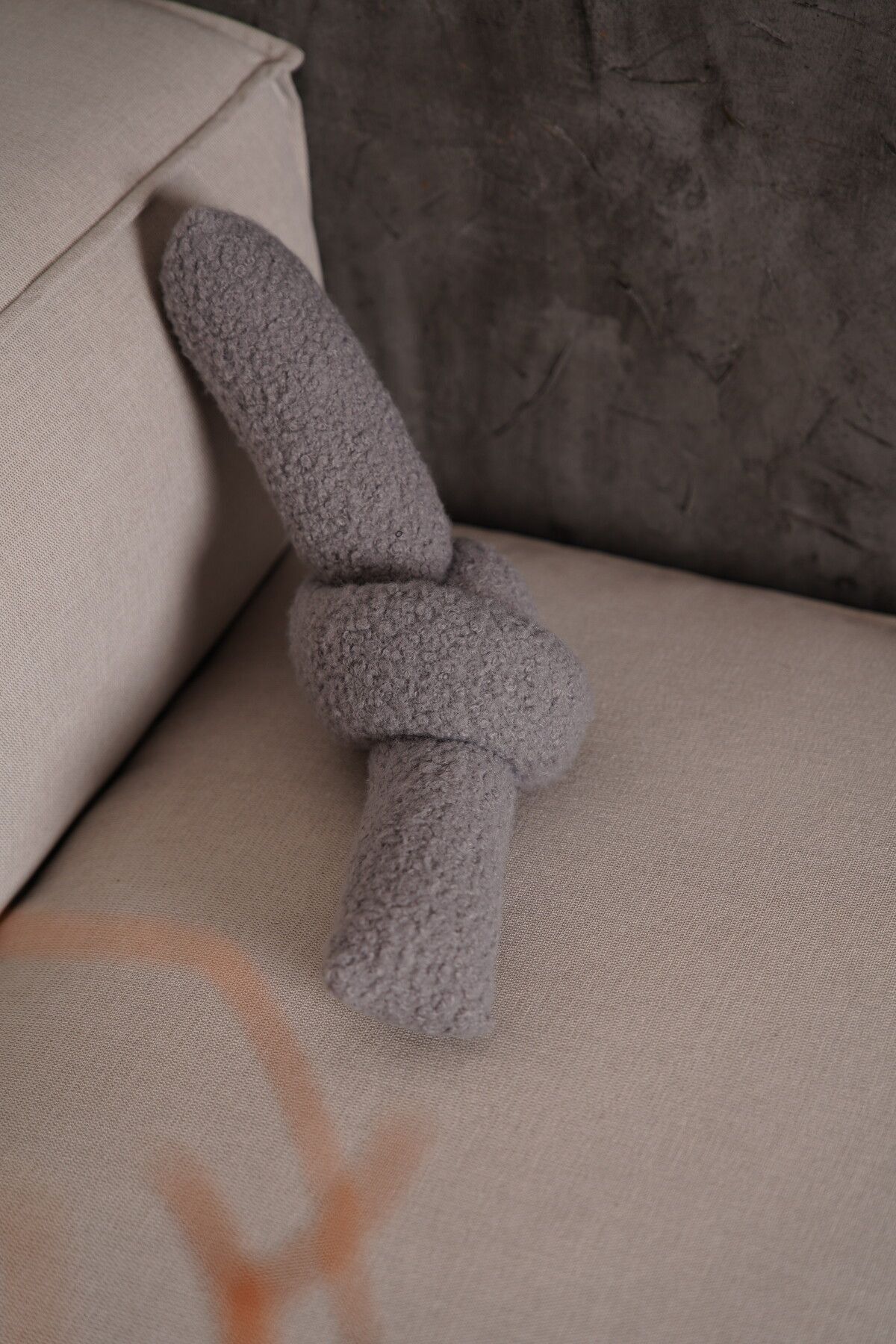 Teddy Pillow Bouquet Pillow Love Knot Pillow Grey Knotted Pillow