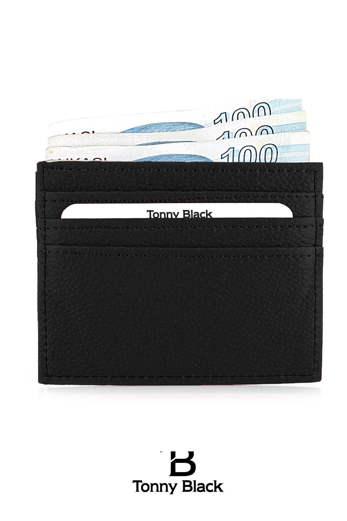 Orijinal Kutulu Unisex Süper Slim Deri Ince Model Kredi Kartı & Kartvizitlik Suni Deri Kartlık Siyah