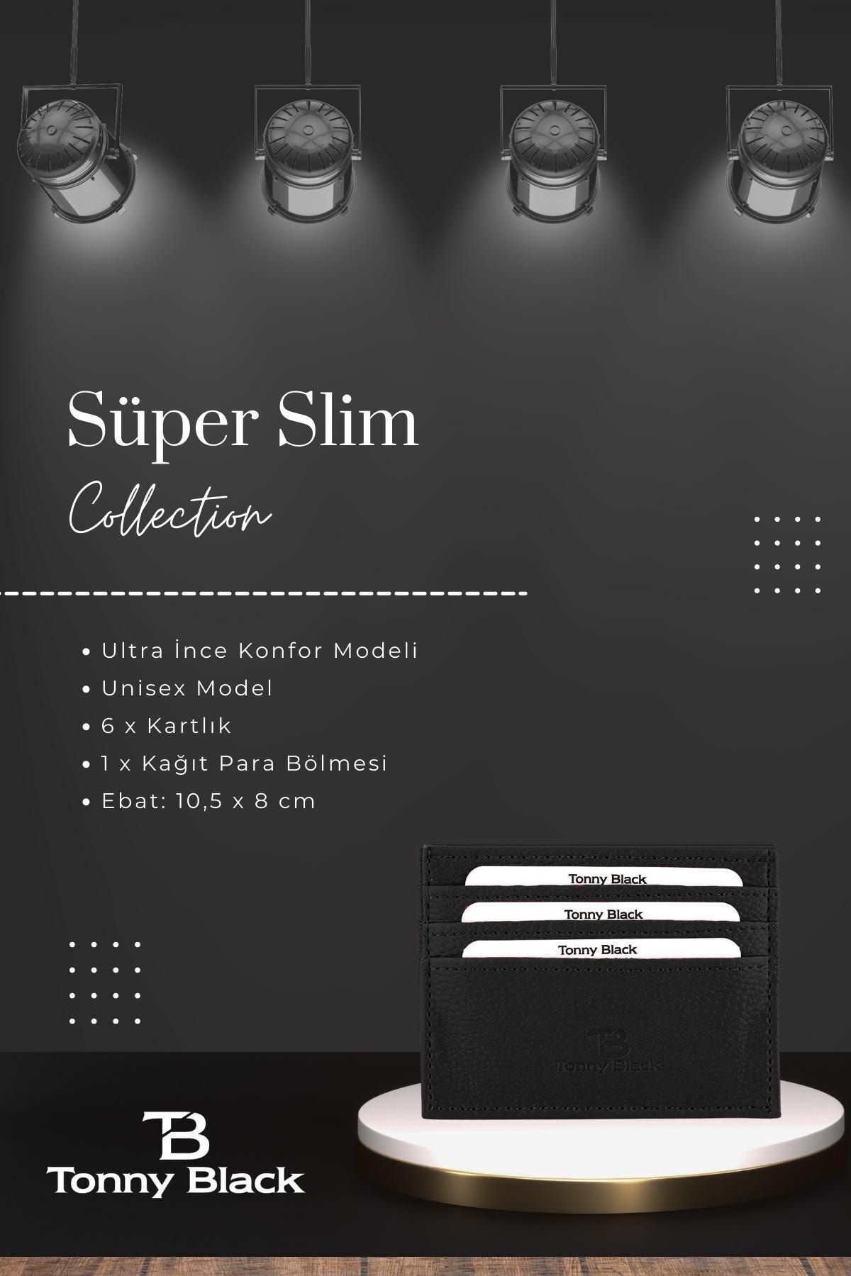 Orijinal Kutulu Unisex Süper Slim Deri Ince Model Kredi Kartı & Kartvizitlik Suni Deri Kartlık Siyah