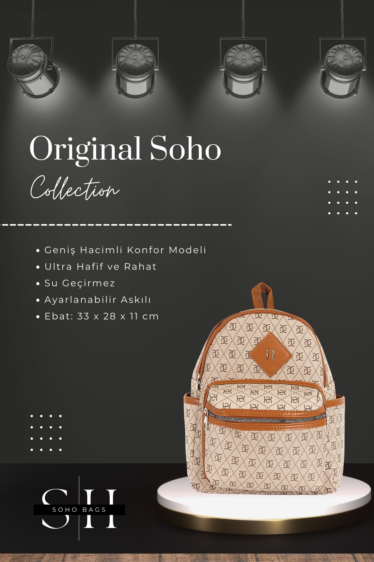 SOHO Women s Luxury Stylish Travel School Sports Backpack with Logo 4 Compartments Quilted Trendyol