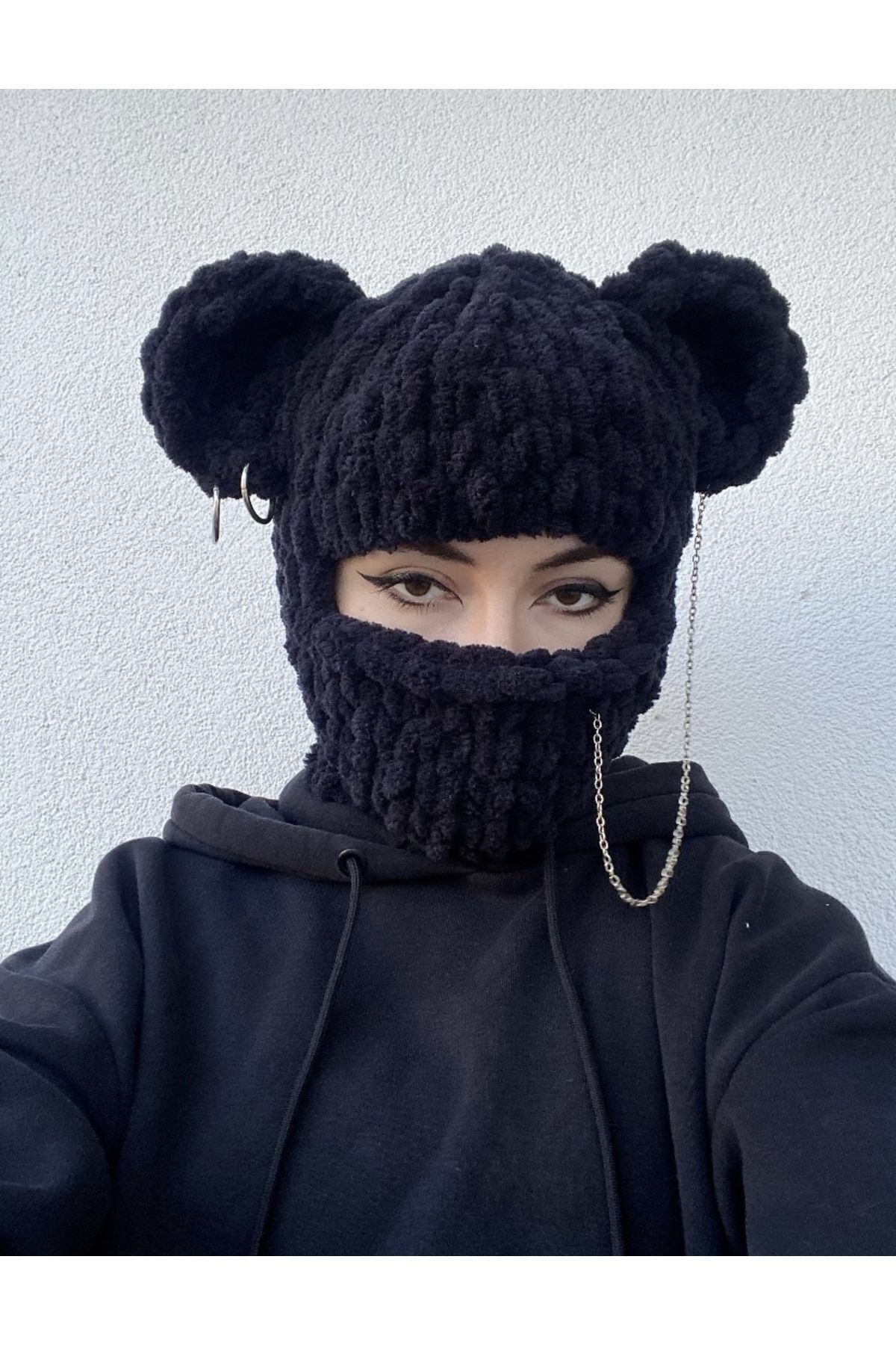 BurDen Dekoratif Ürünler & Tasarım-Black Puffy Balaclava, New Trend, Beanie, New Fashion, Handmade, balaclava 3