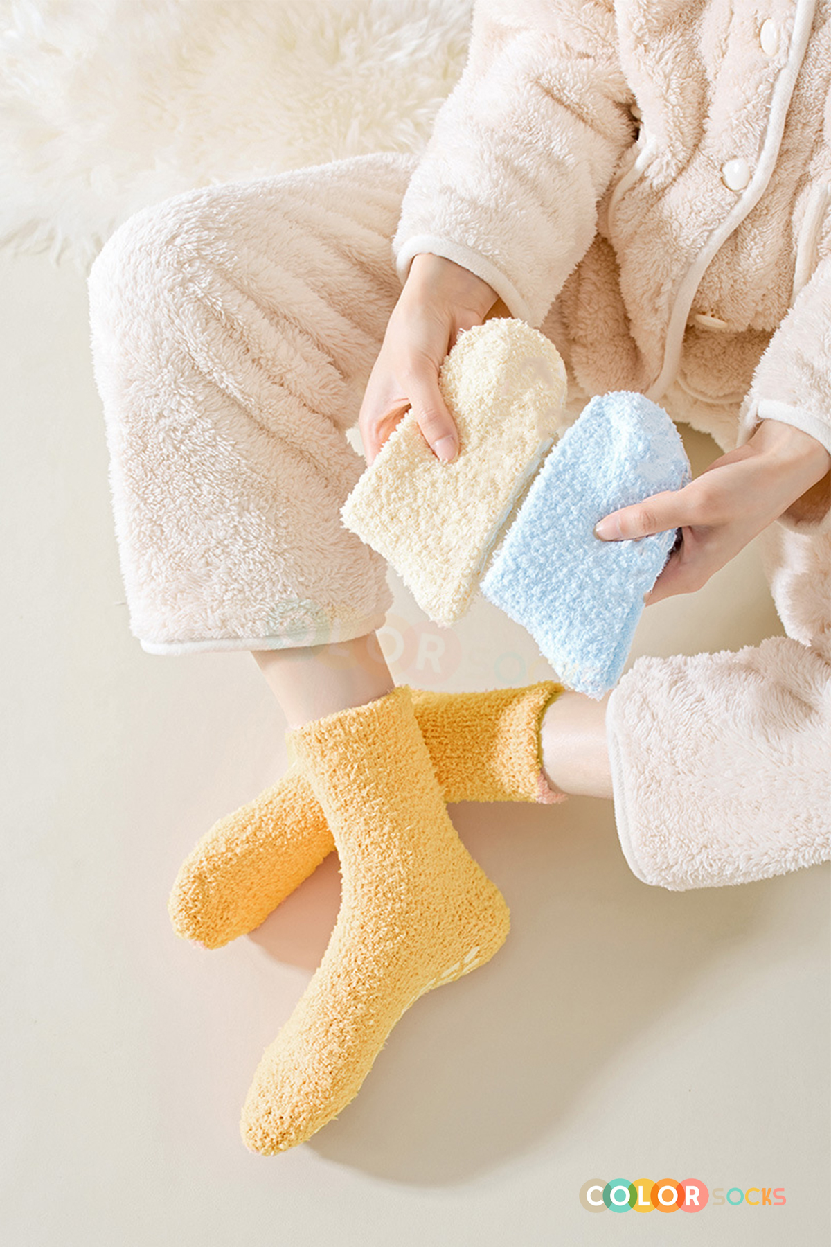 Color Socks 5 Çift Sonbahar ve Kışlık Kadın Havlu Çorap Seti (Extra Yumuşak) görsel 5