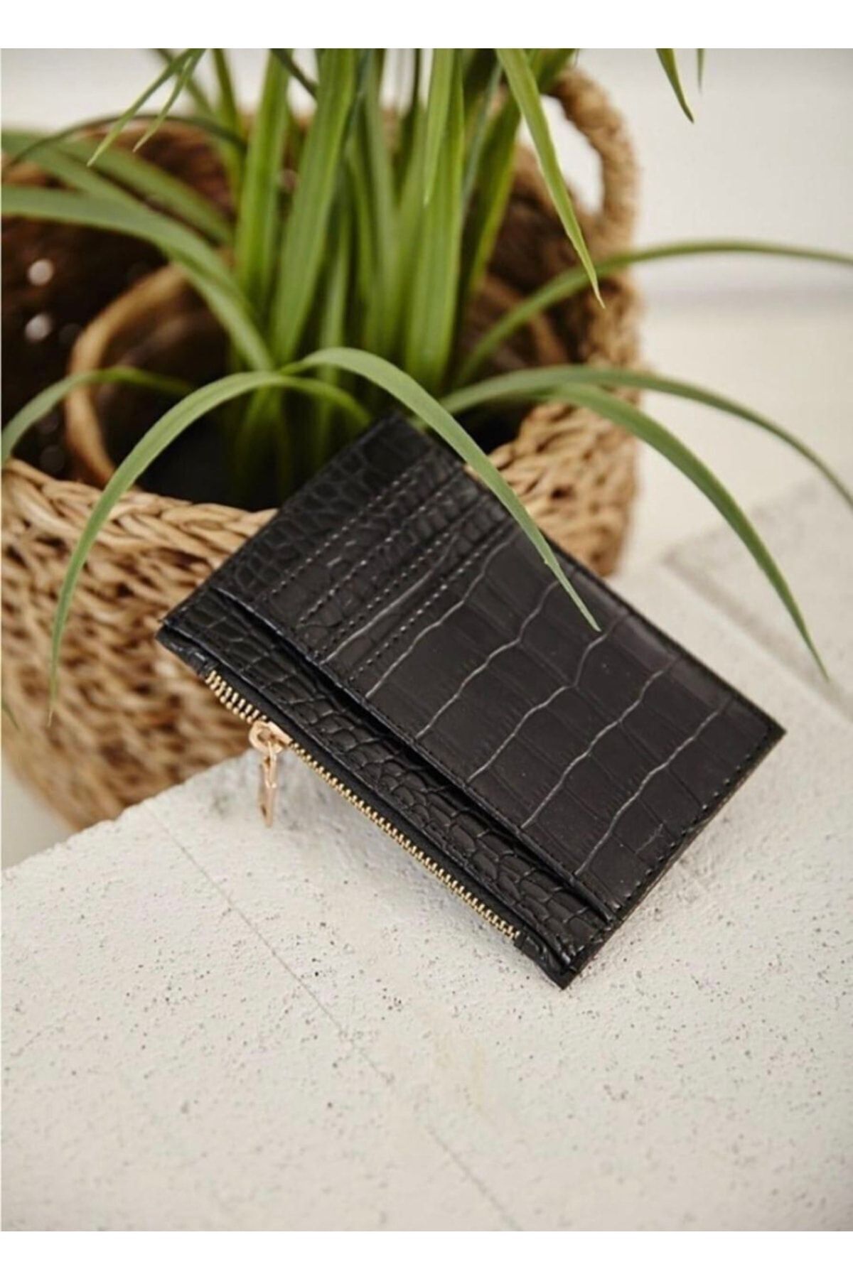 ilknurbutik Siyah Croco Kartlık Cüzdan