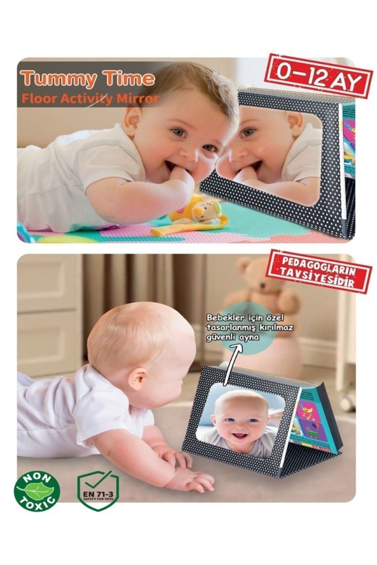 KÜME Tummy Time Pedagog Onaylı Aynalı Bebek Zeka Kartları, Karın Üstü Aktivite Oyuncağı 0-12 Ay fotoğrafı 4 (önizleme)