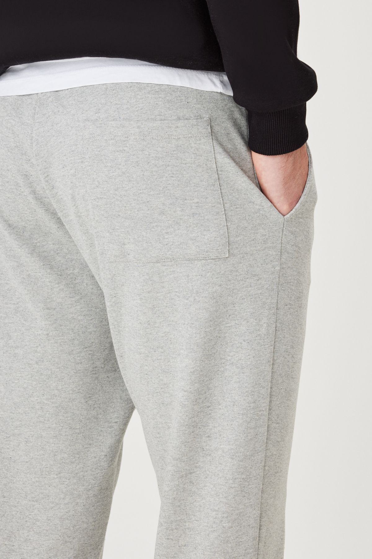 Erkek Gri Melanj Standart Fit Normal Kesim 2 Iplik Cepli Rahat Pamuklu Jogger Eşofman Altı