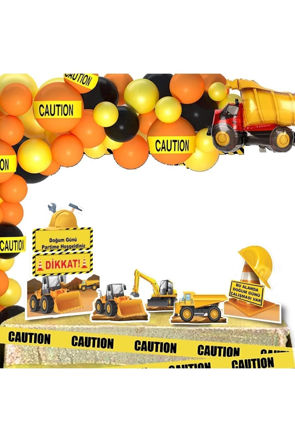 Big Party Inşaat Temalı Dekoratif Kişiye Özel Ayaklı Pano Seti