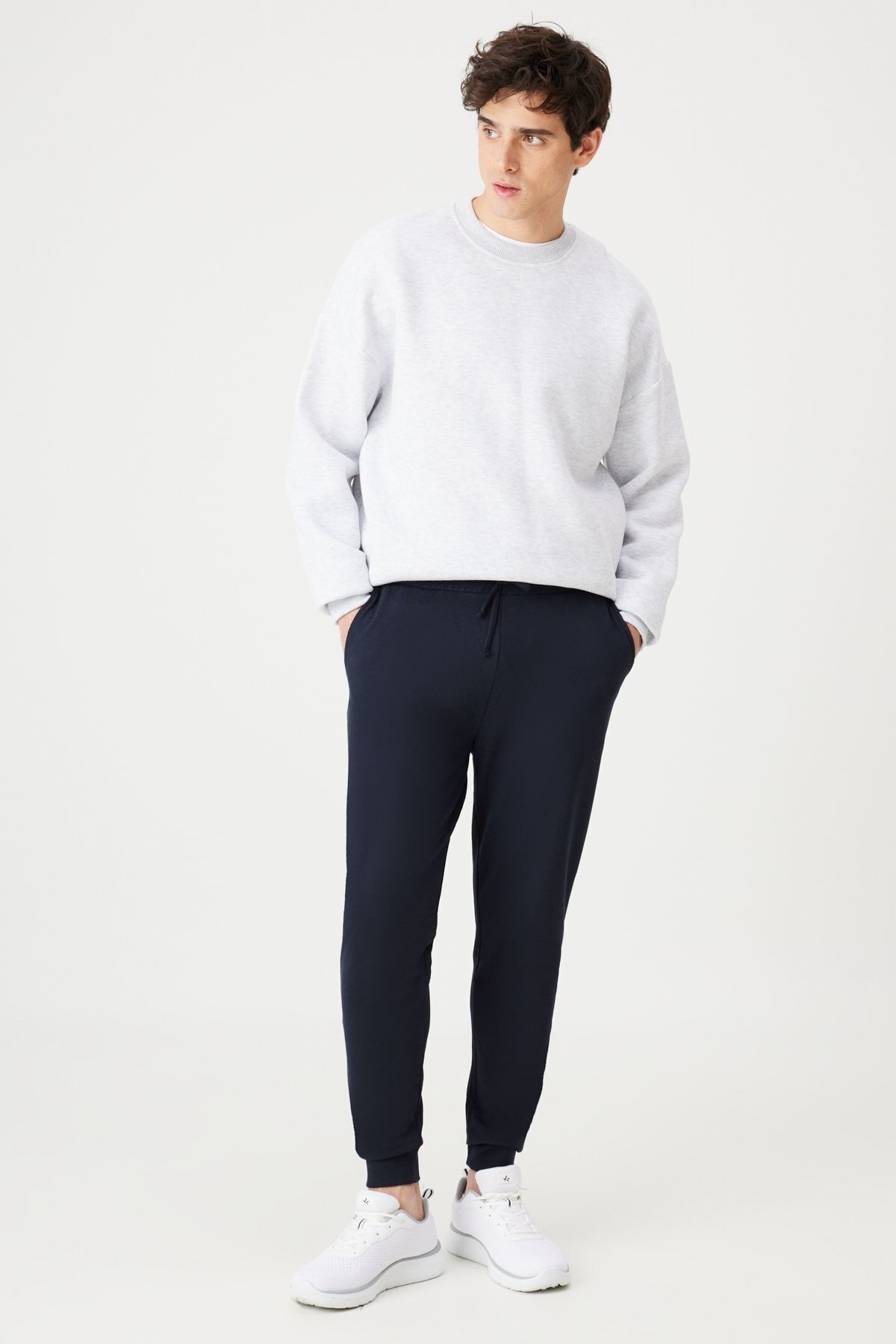 Erkek Lacivert Standart Fit Normal Kesim 2 Iplik Cepli Rahat Pamuklu Jogger Eşofman Altı