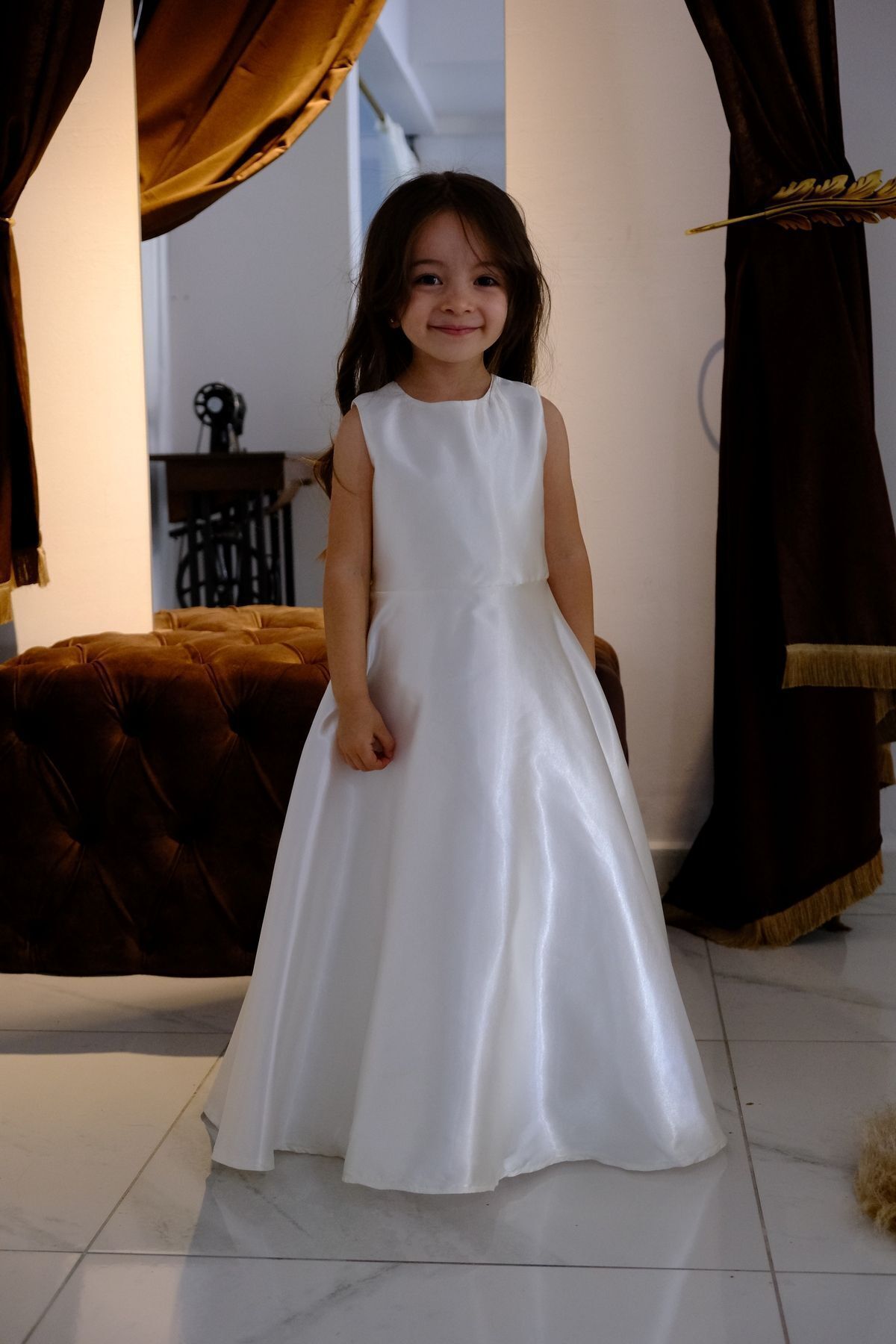 Shıne dresses-Girl's Red Bindalli Kaftan 6