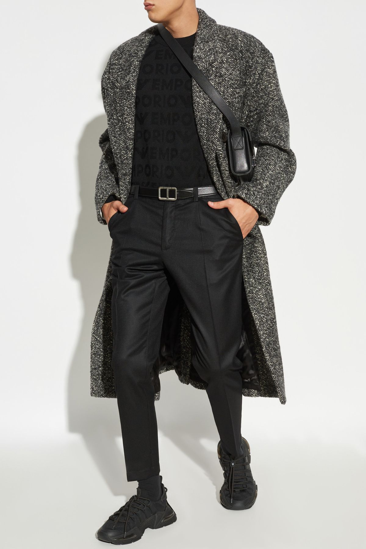 Emporio Armani-Men's Black Wool Sweater - 100% Crew Neck, Long Sleeve, 6D1Mxk 1Mjnz-0999 3