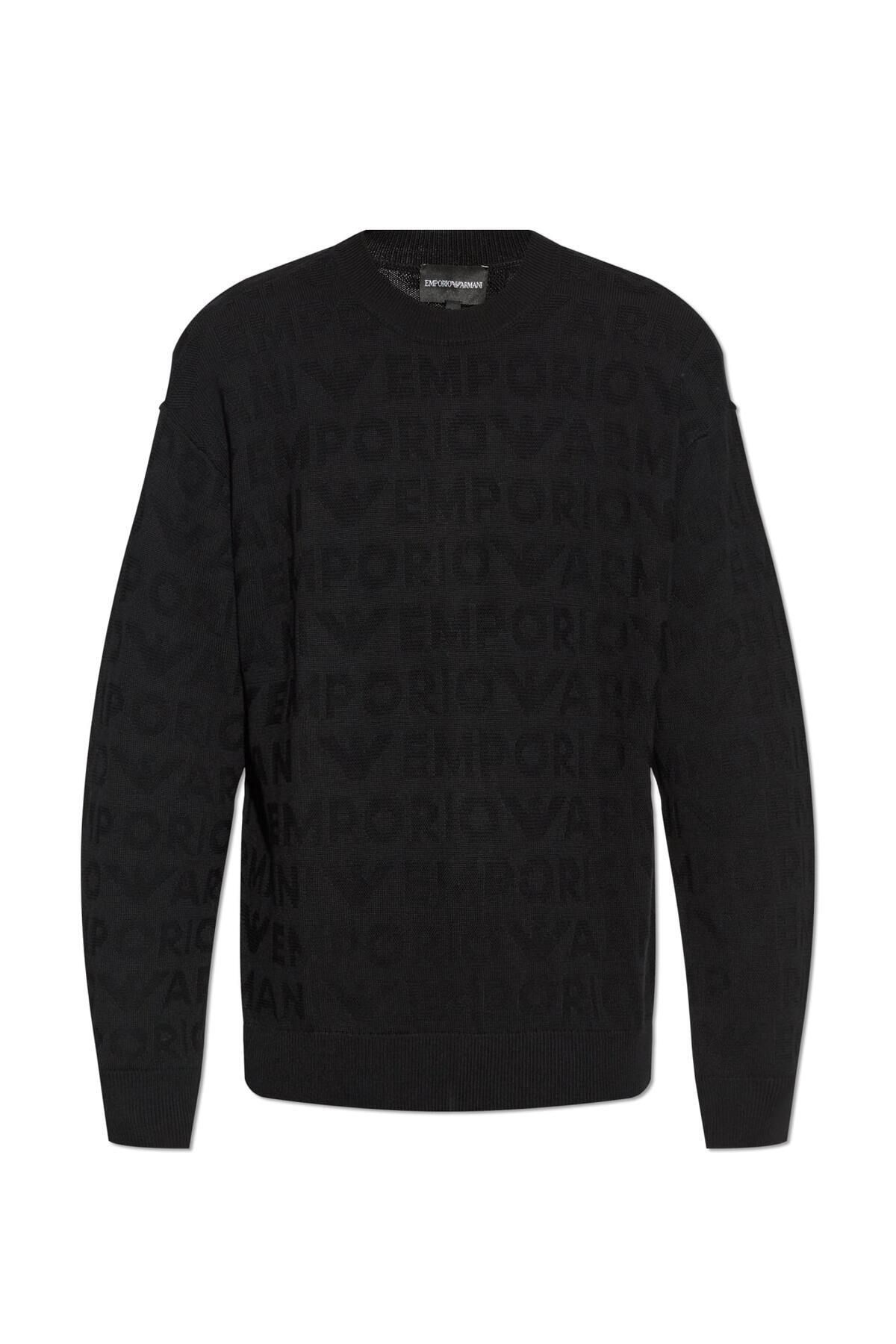 Emporio Armani-Men's Black Wool Sweater - 100% Crew Neck, Long Sleeve, 6D1Mxk 1Mjnz-0999 5