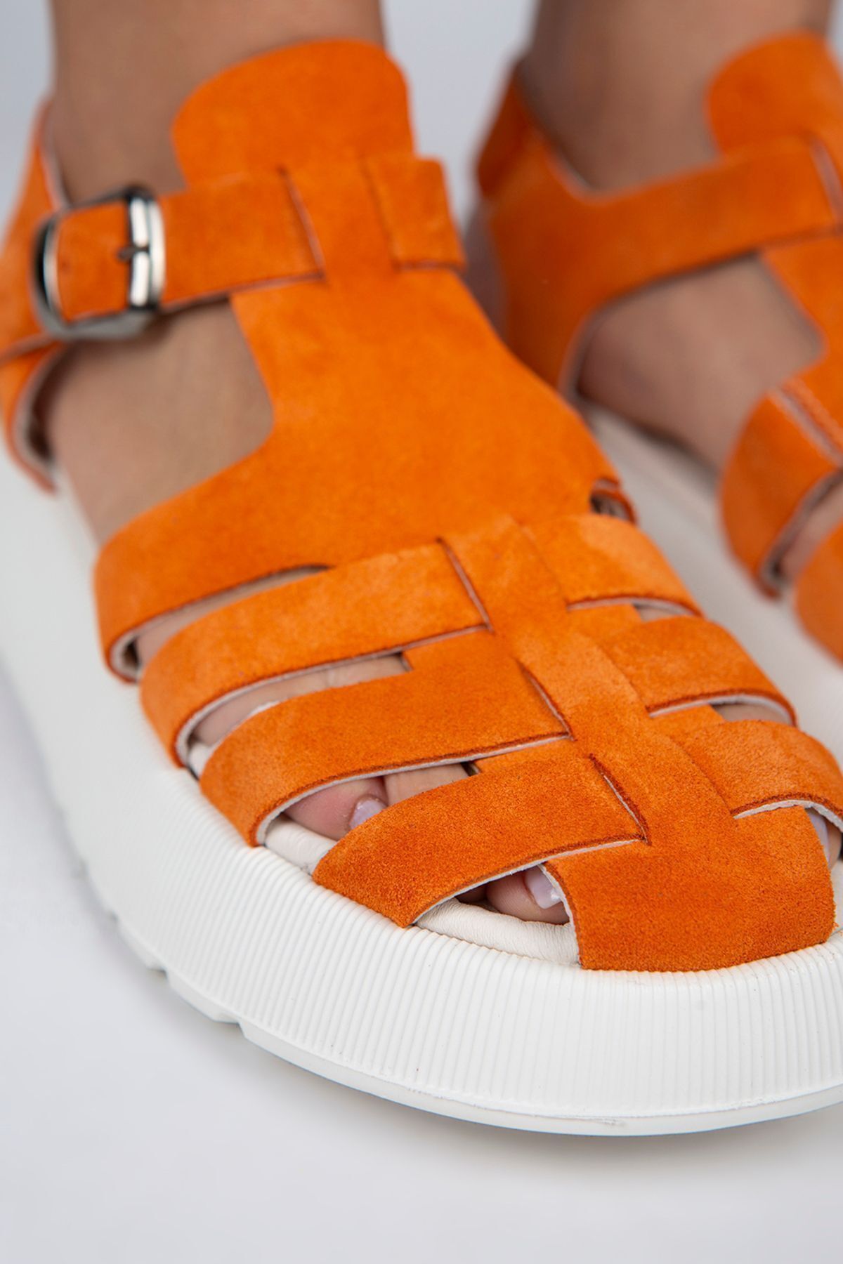 صندل زنانه نارنجی Manijero | MNJ.034 اورجینال - تصویر 3