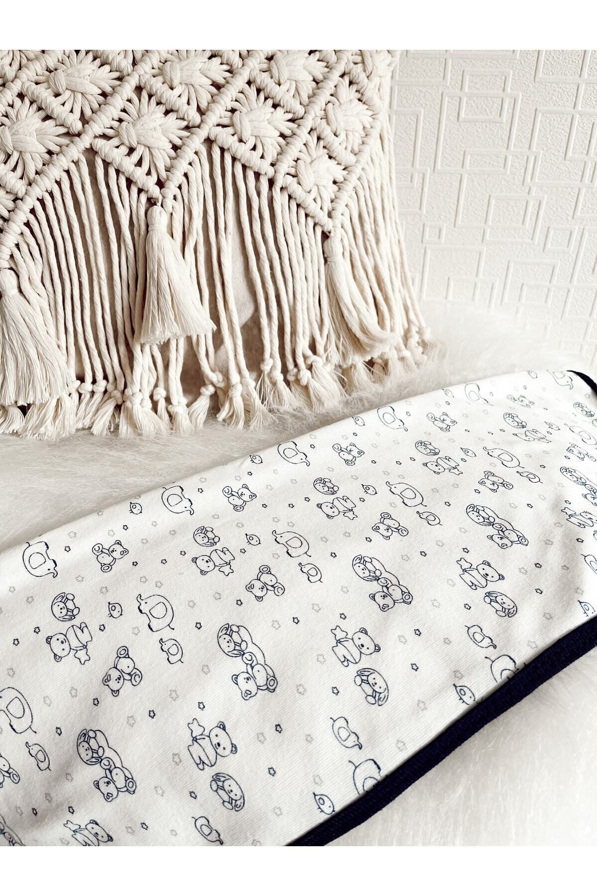 Cloudy Çift Katlı Lacivert Bebek Kundak Battaniyesi Yeni Doğan Lacivert Pamuklu Penye 80x80 Cm fotoğrafı 2 (önizleme)