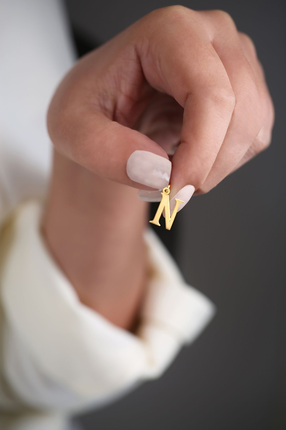 DİAMİNE PIRLANTA 14 Ayar Altın N Harf Kolye Ucu (TÜM HARFLER YAZILIR)