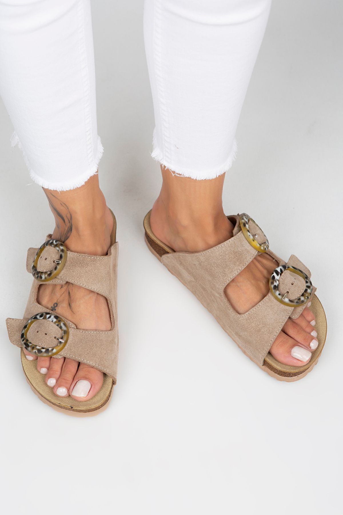 دمپایی چند رنگ زنانه Drina Slipper Mink Double چرمی Manijero