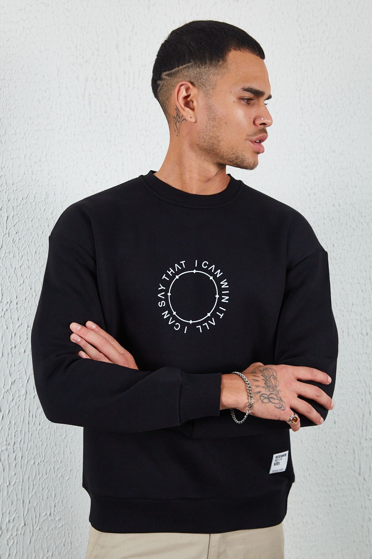 Siyah Baskılı Basic Sweat Mürdüm | MEW227787-01