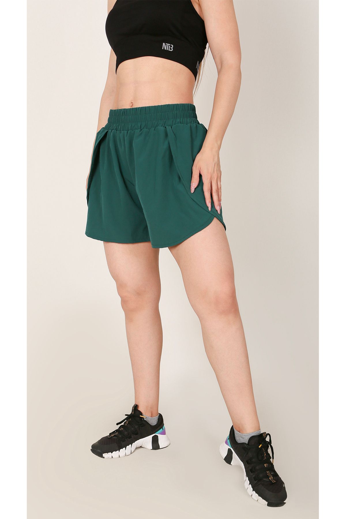 Man Of Man-Green 2-Layer Sports Shorts and Leggings with Phone Pocket - 2 in 1 2