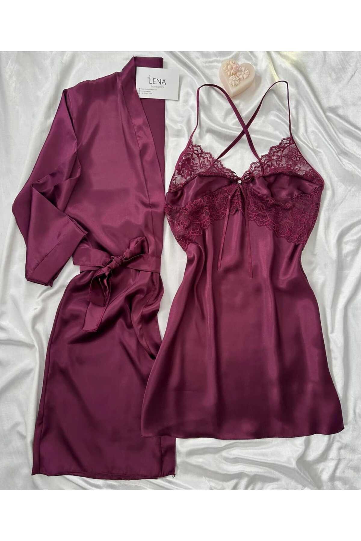 Satin Double Damson Nightgown Set