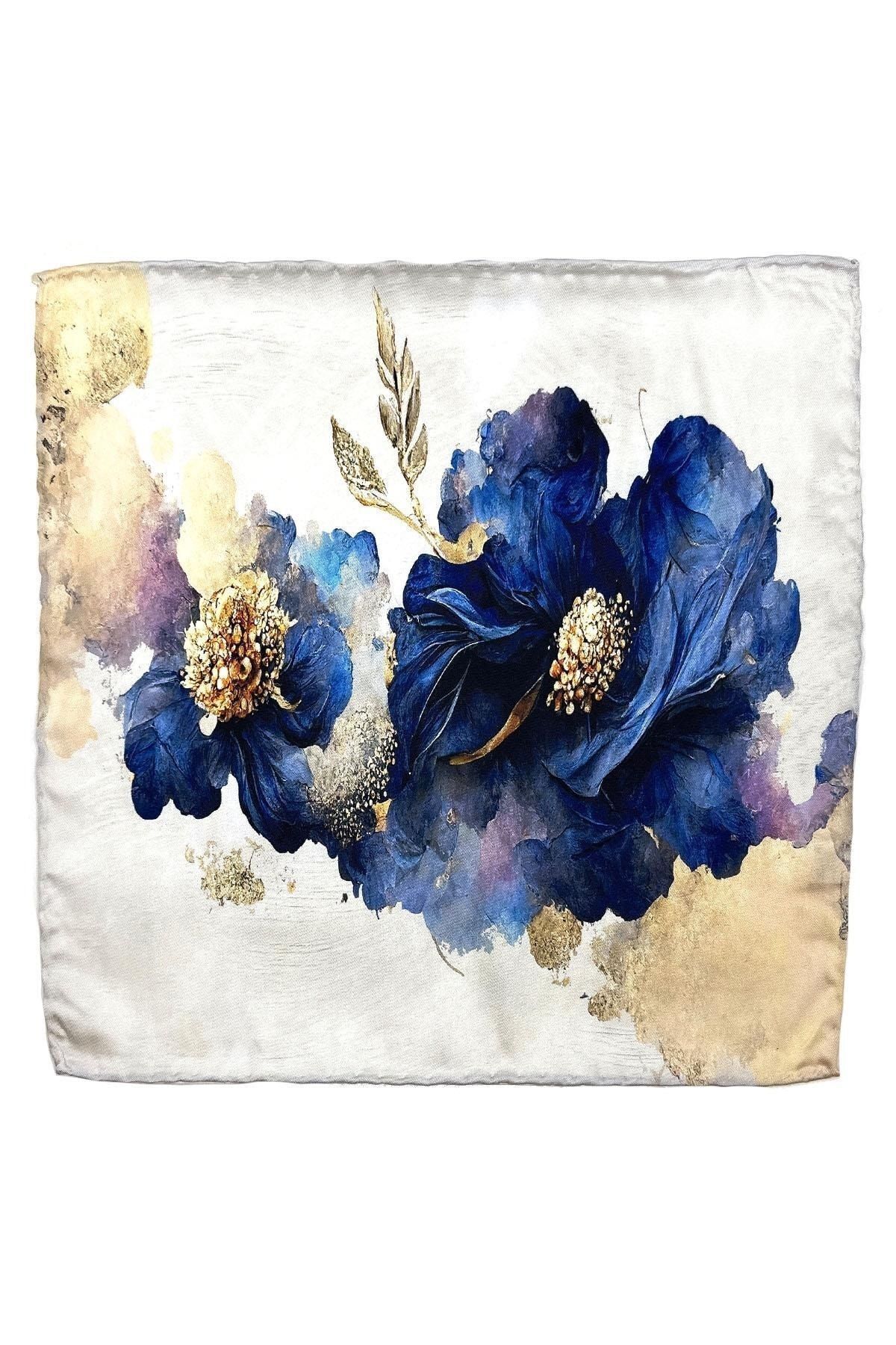  دستمال جیبی مردانه طرح گل کرم SPS527-48