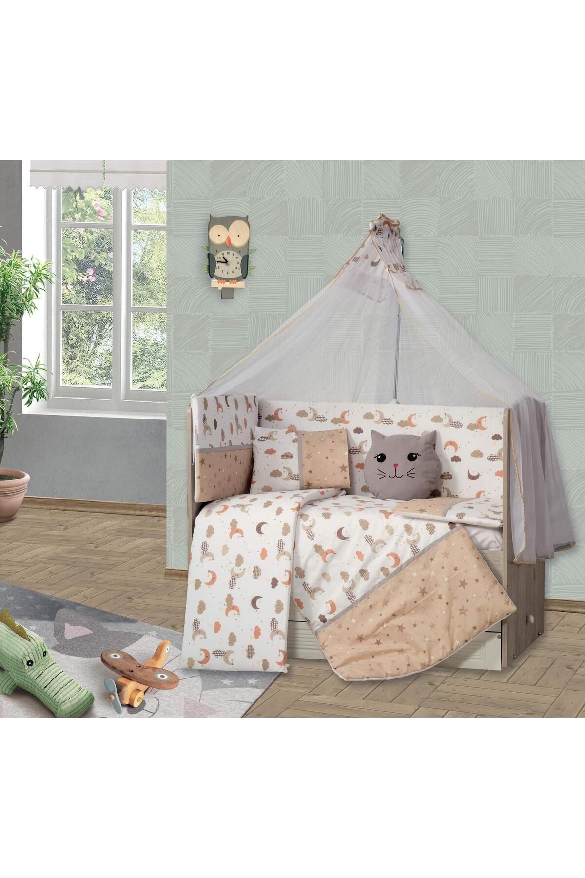 Tugu Home&baby Hilal Pamuklu 9 Parça 70x130 Cm Beşik Uyku Seti,bebek Uyku Takımı,anne Set