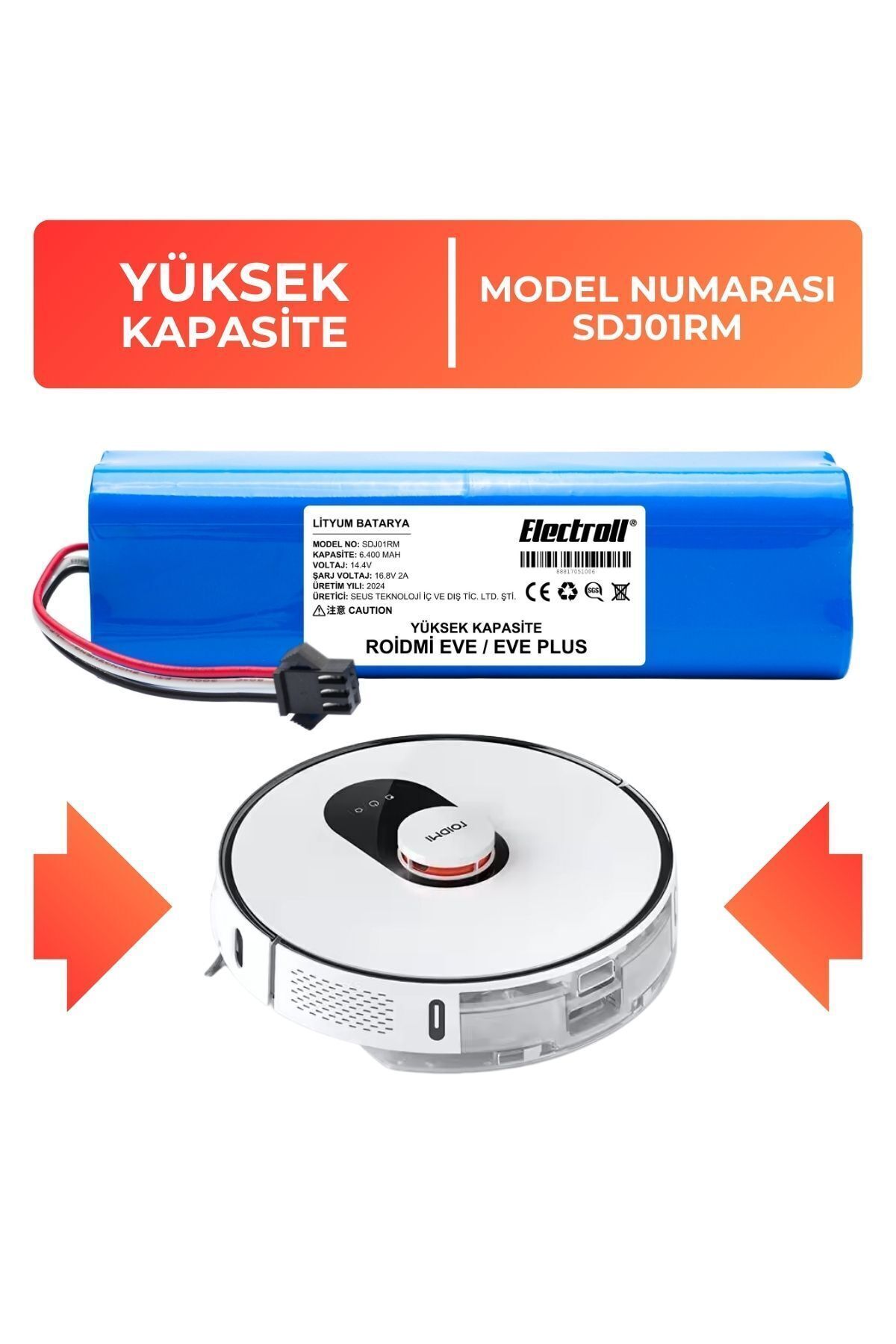vhbw 1 x Battery Compatible with Roidmi Eve Plus, Eve Plus SDJ01RM Home Cleaner (400mAh, 14.4V, Li-Ion