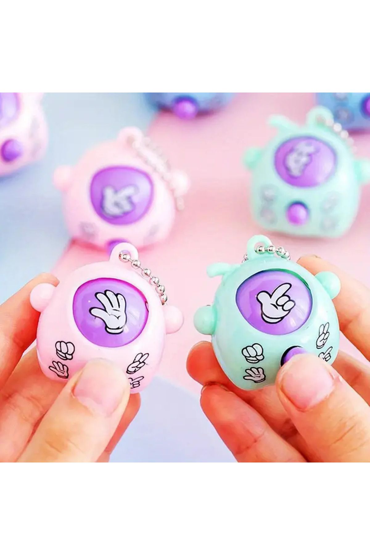 2 Adet Taş Kağıt Makas Mini Anahtarlık Oyuncak Çanta Süs
