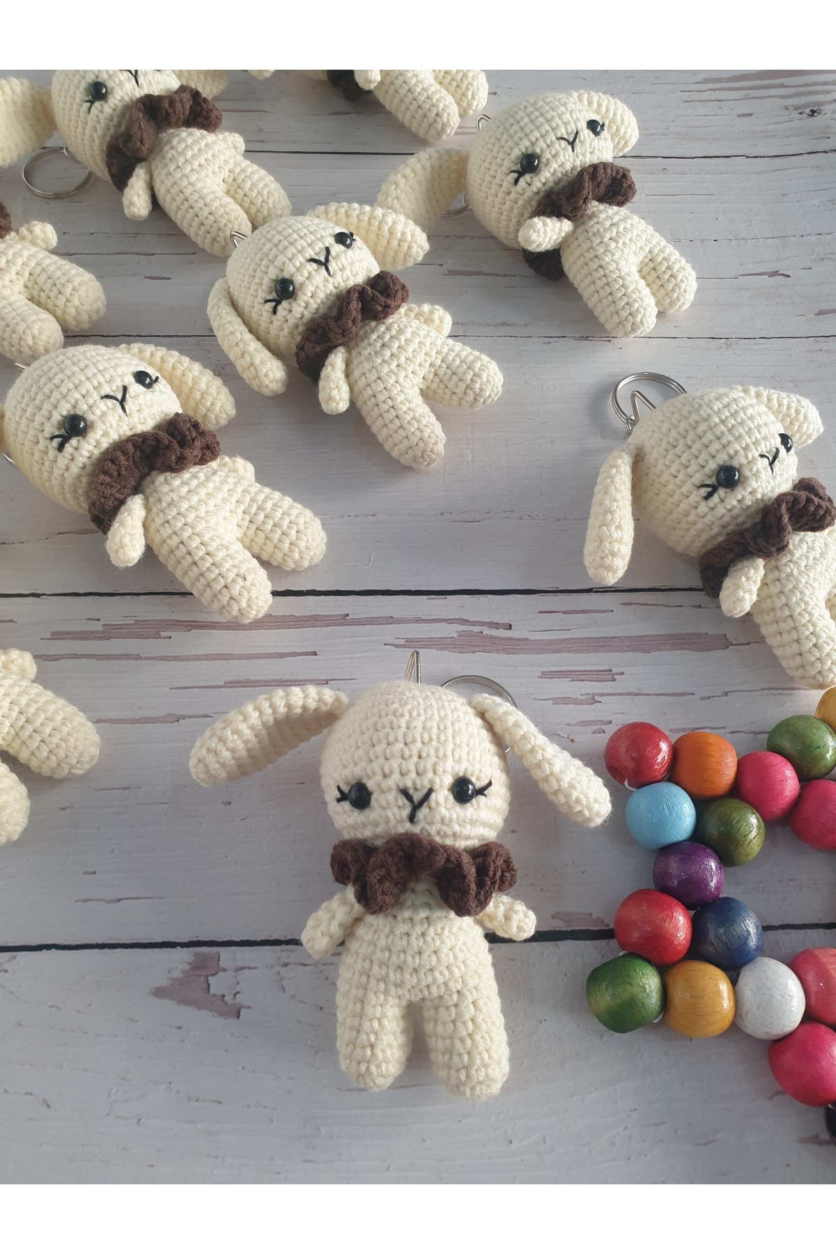 Amigurumi örgü tavşan minik anahtarlik 3
