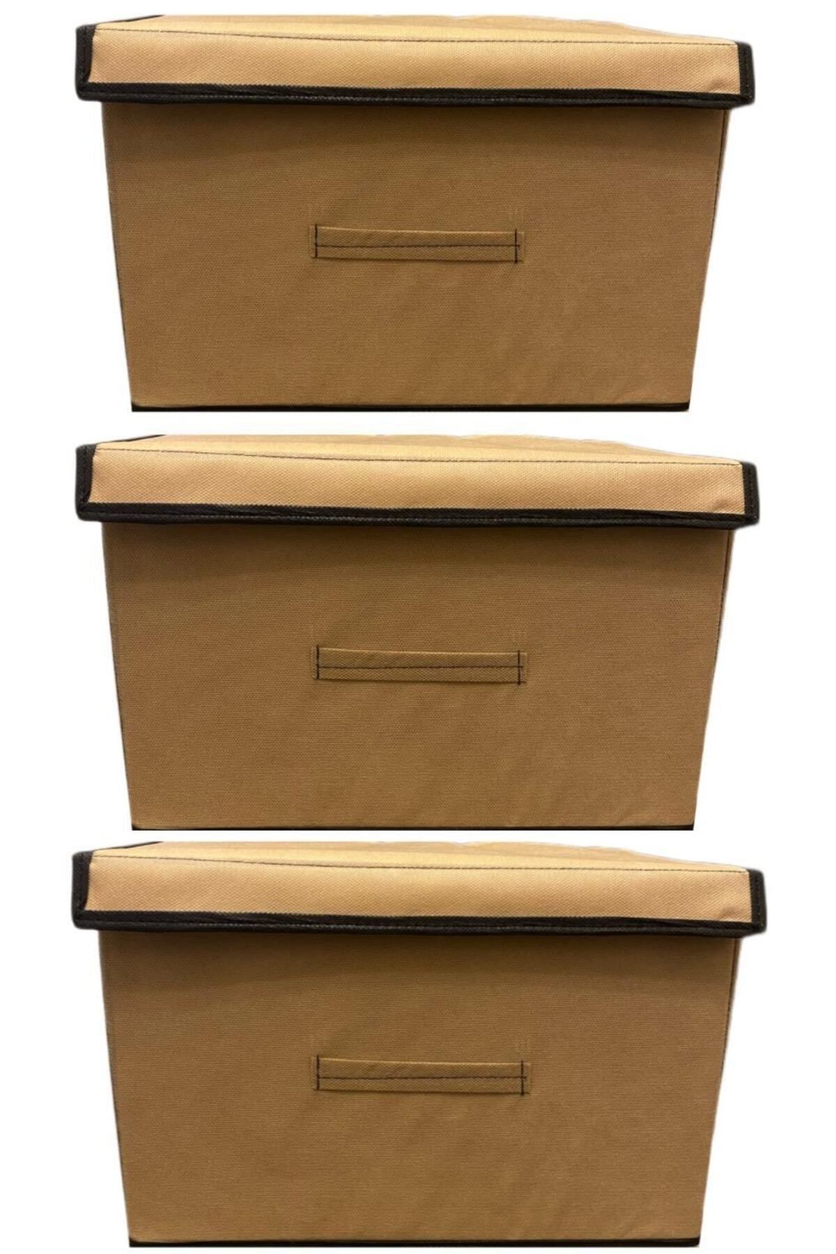 TURİNHOME-3 Boxes, Multi-Purpose Box, Fabric Box, Organizer with Lid 1