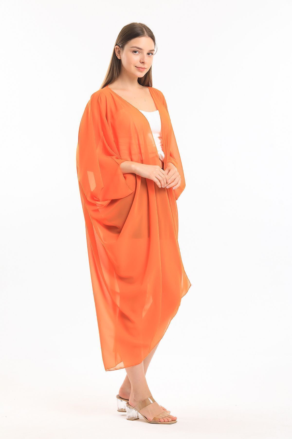  Sense Oranj Şifon Plaj Kimono | ELB33597